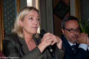 Marine Le Pen a Palazzo Ferrajoli